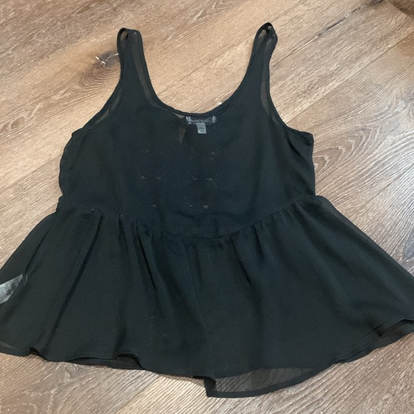 Sheer black tank with crochet detail. Small. Flowy. - Picture 4 of 4